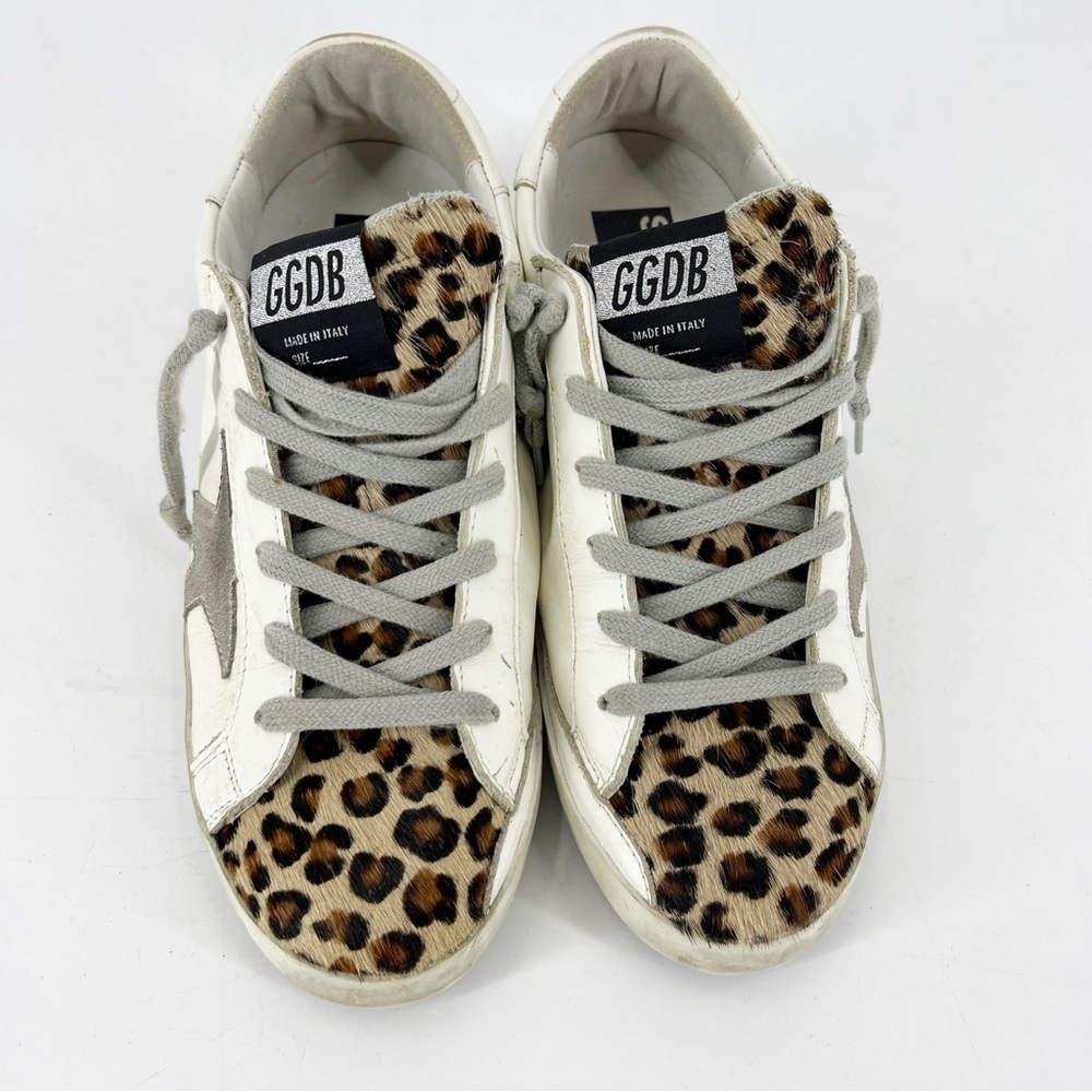 Golden Goose Super Star Leopard Calf Hair Low Top Sneakers 39 - Picture 2 of 14